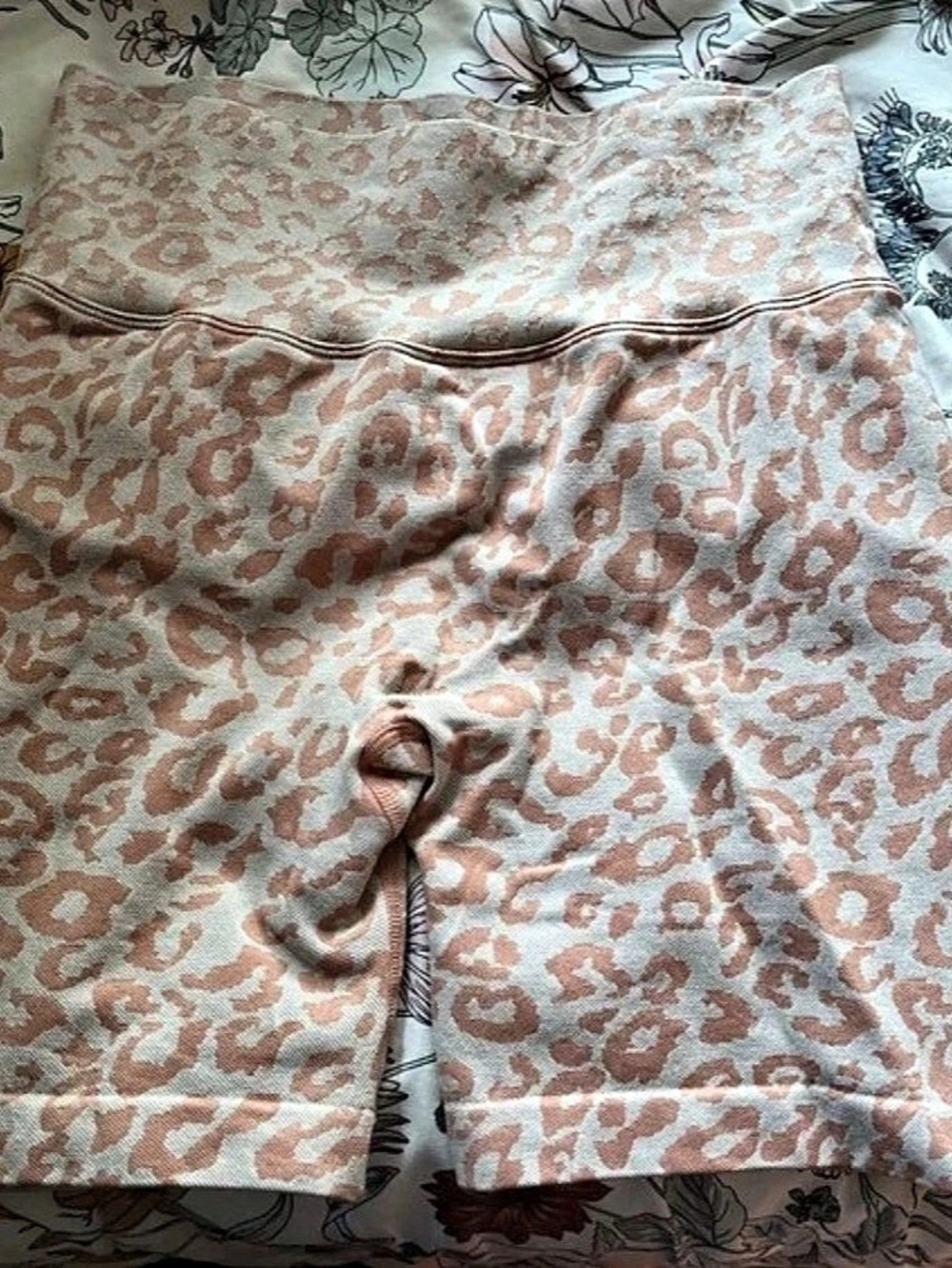 Free People Leopard Print Bike Shorts in Pink & White